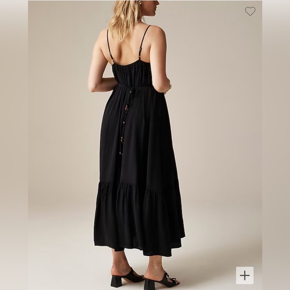 NWT Jcrew Black Flowy Dress with tie waist - Picture 3 of 6